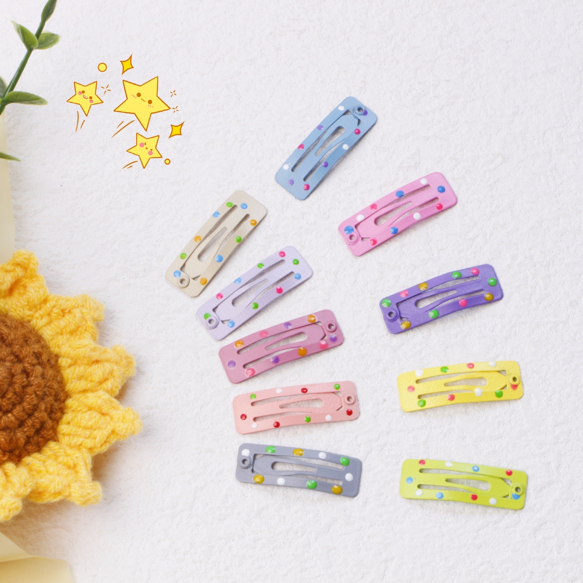 Colorful polka dot rectangle children's hair clip, candy colored mini BB hairpins, cute hair accessory for girls kids