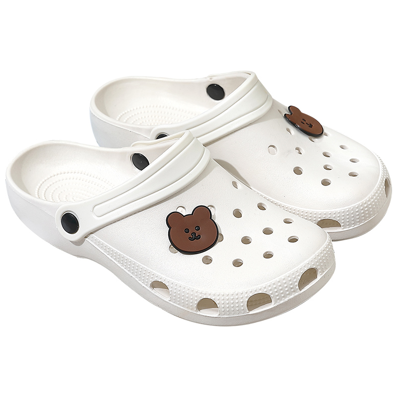 2021 Men Sandals Summer Hole Shoes EVA Girl Lovers Garden Shoes Black Beach Flat Sandals Slippers Cartoon Bear Custom Logo
