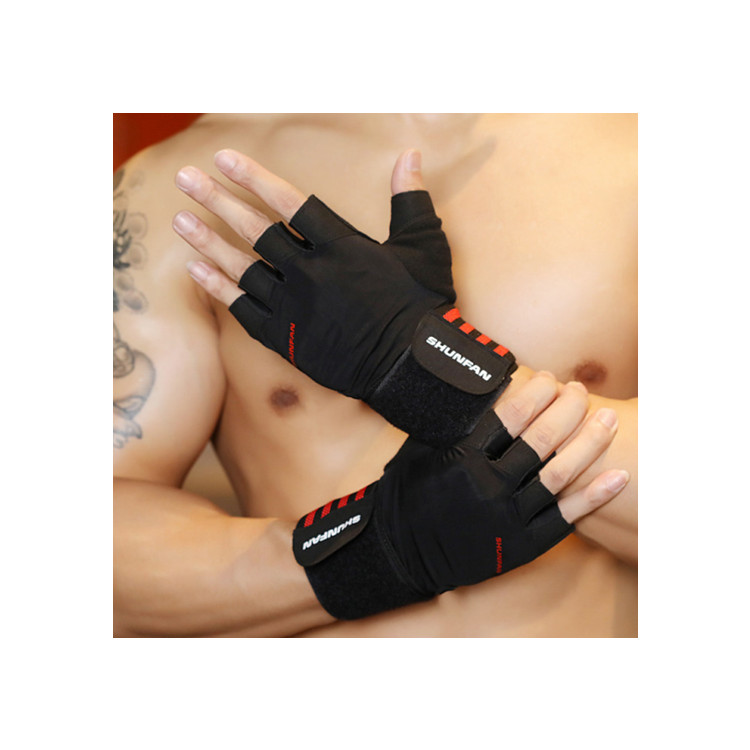 Factory direct sale Half finger with adjustable wrist wrap workout fitness spots gym male Weight lifting gloves