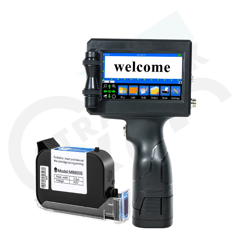 QMSTRAPACK Handheld Coding Machine 12.7mm Printing Height Thermal Tij Inkjet Printer Good Effect Manual Grade Multifunctional
