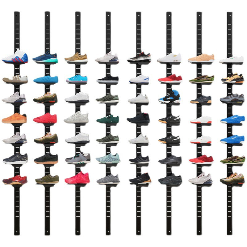 Shopping Mall Specialty Store Freely Combine Wall Hanging Strip Height Adjustable Sneaker Leisure Shoe Display Rack