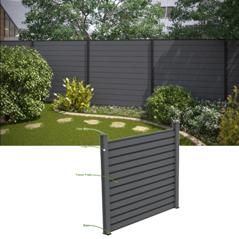 Dark Grey Privacy Decorative Outdoor Garden Fence Wood Composite WPC Fence Panels