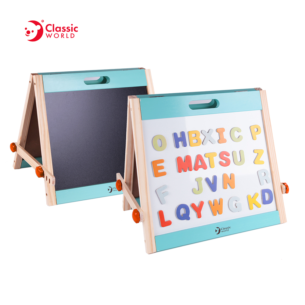 Small Children Kids Learning Toys Double-sided Wooden Magnetic Art Easel