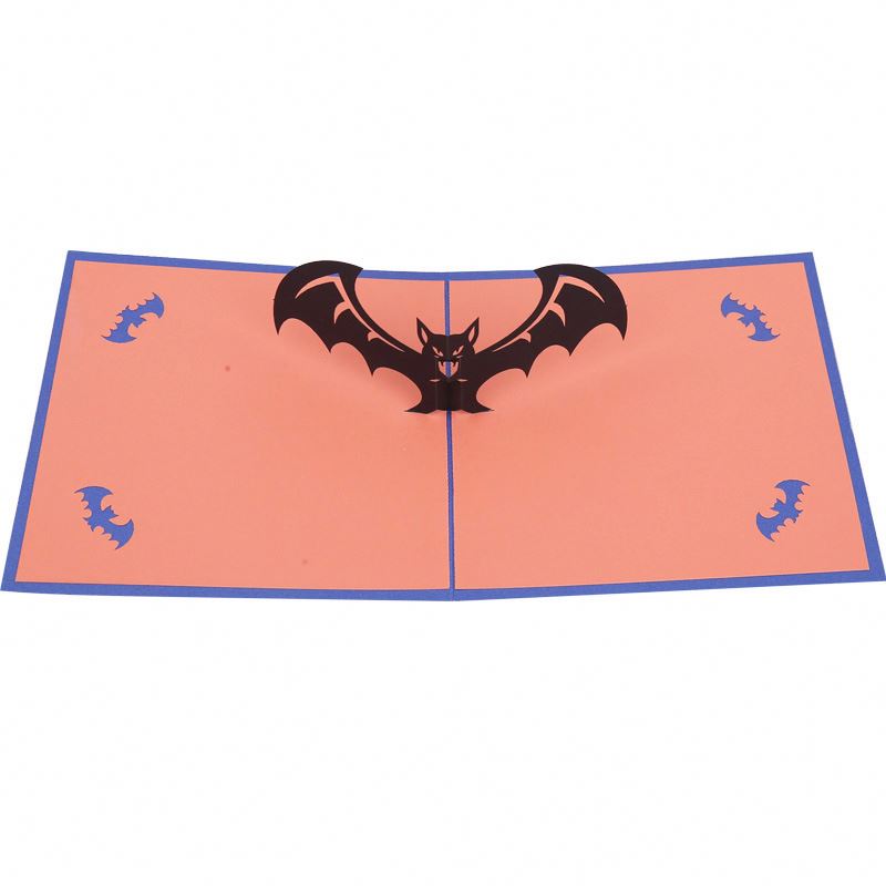 Wholesale Amazon hot selling custom Chirldren gifts 3d black bat card Hallowmas card
