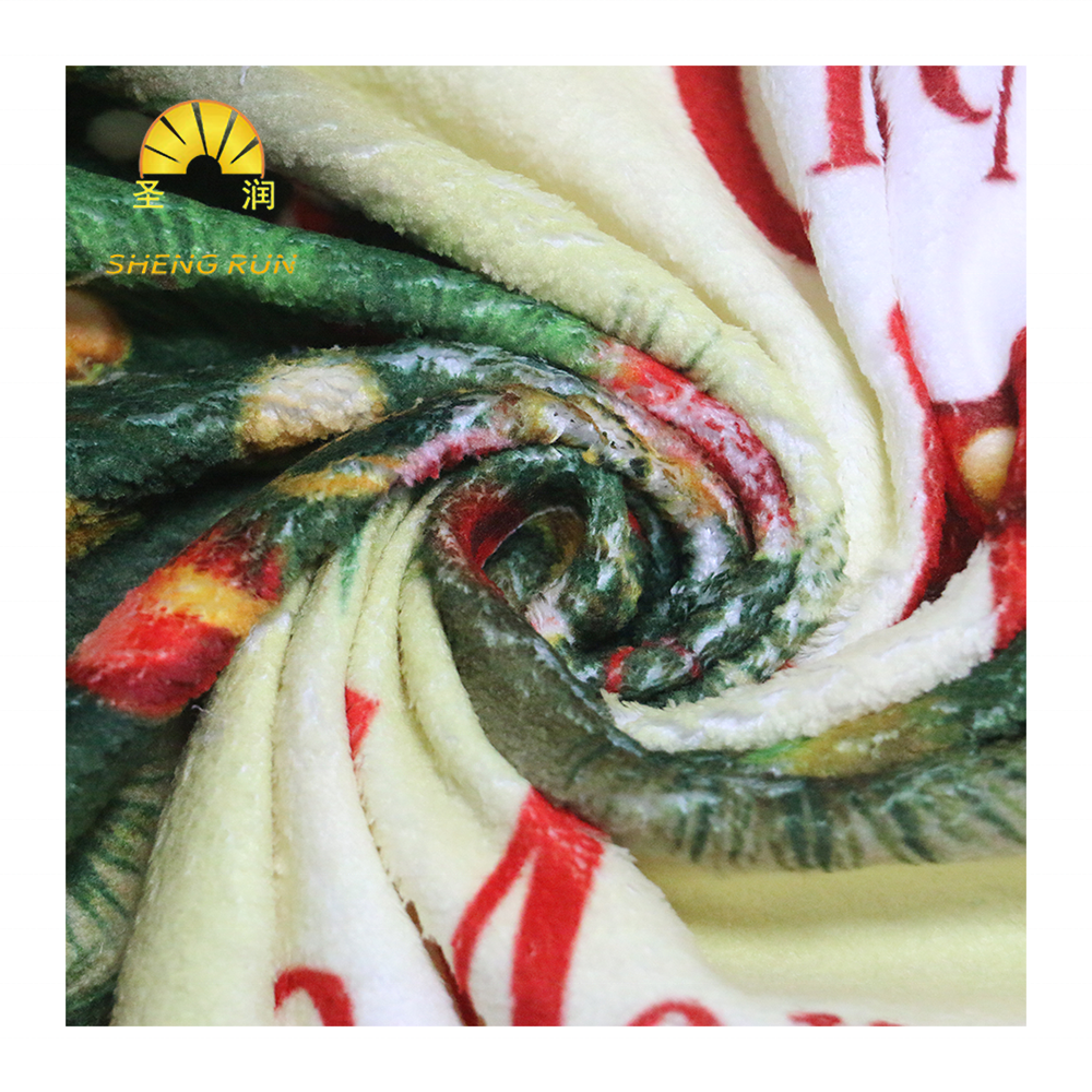 No MOQ High Quality Knit 100% Polyester Digital Printing Christmas Coral Fleece Fabric