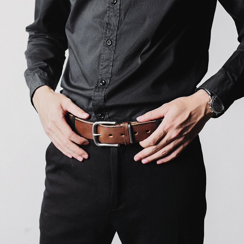 Belts & Accessories Autumn and winter 2018 new men's belt vegetable tanned leather real middle-aged elderlyPlastic Belts