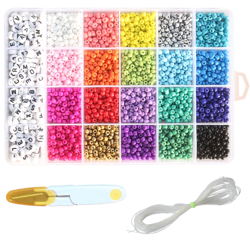 24XC02 3mm 4mm Alphabet Letter Beads Opaque Glass Seed beads Tools Kits For Jewelry DIY