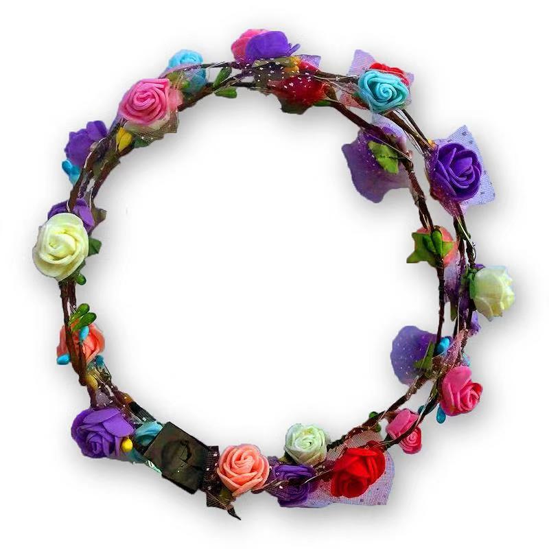 Glowing Garland Ten Lights Ten Flower Headdress Flashing Colorful Garland Hair Accessories