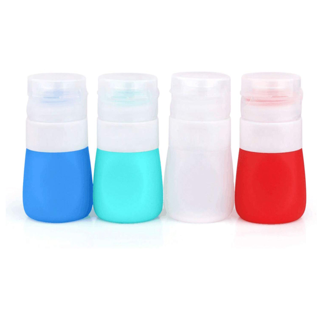 Set of 4 Food grade Portable Sauce Bottles Condiment Bottles Silicone Squeeze Salad Dressing Bottles