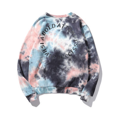 New Product Gradient Te-dye Fleece Sets Men Long Sleeve Women Loose with velvet Hoodies