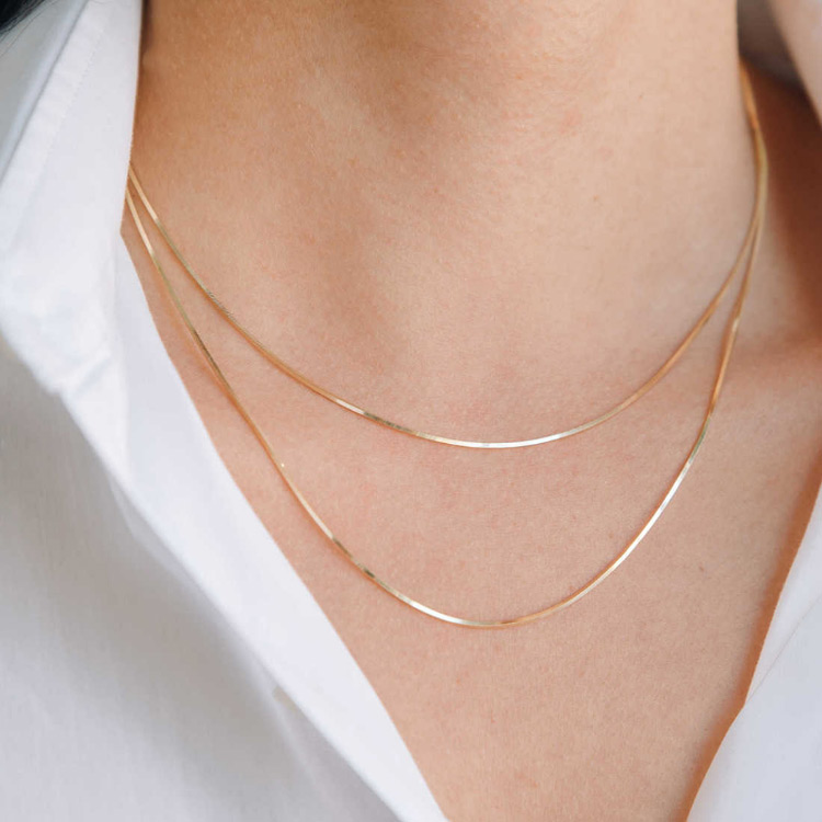 Оптовая торговля нержавеющая steel14k со змеиным узором, золотистого цвета, bone цепи ожерелье