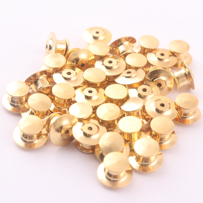 Gold Brass Locking Lapel Pin Back Clutch Clasp Fastener For Badges