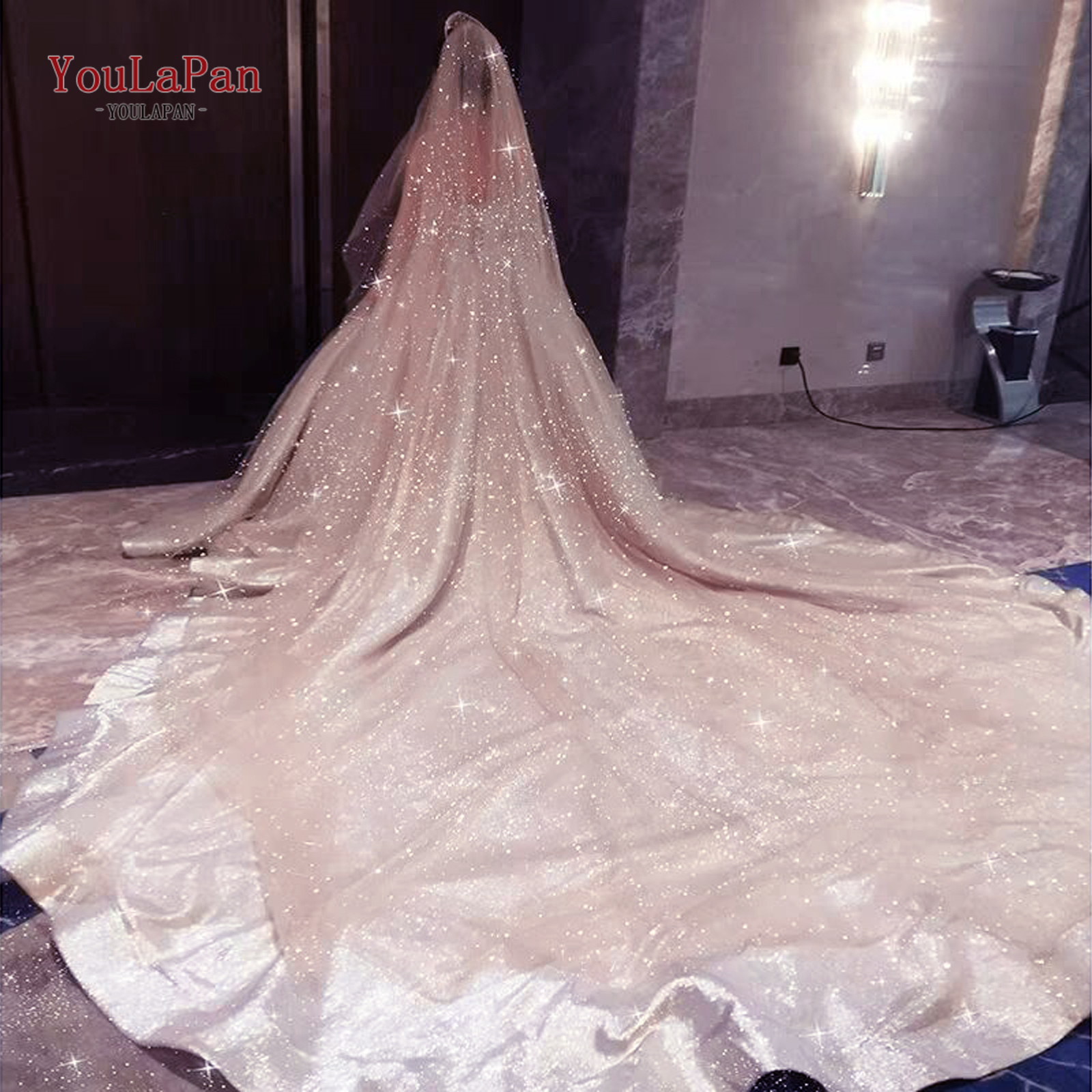 YouLaPan V101 Classical Western Style High Quality Veil Elegant Design Pure Gauze Long Star Yarn Wedding Veils For Bride