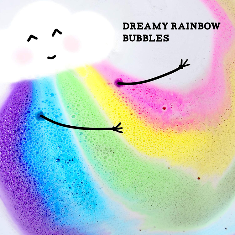 OEM ODM Natural Rich Bubble Organic Colorful Cloud Rainbow Bath Bomb Fizzy Bubble Bath