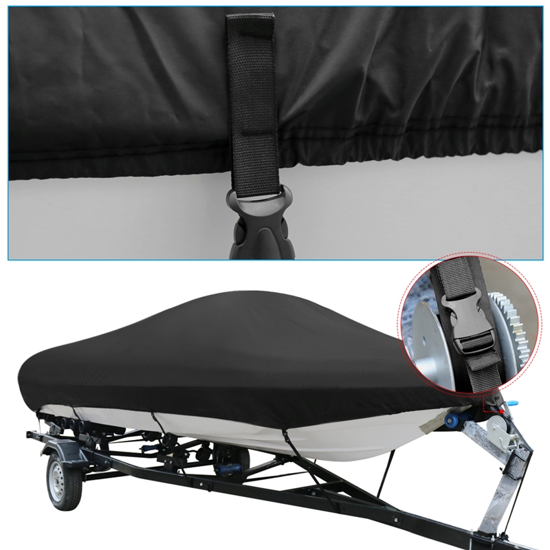 Waterproof Heavy Duty 600D Polyester Marine Grade Trailerable Boat Cover fot V-Hull Tri-Hull Runabouts and Bass Boats