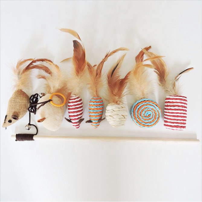 Funny Cat Toys Wand Retractable Interactive Feather Teaser Cat Toy