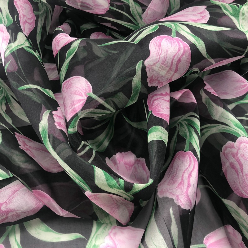 Customer Plant Printed 8mm Silk Organza Fabric