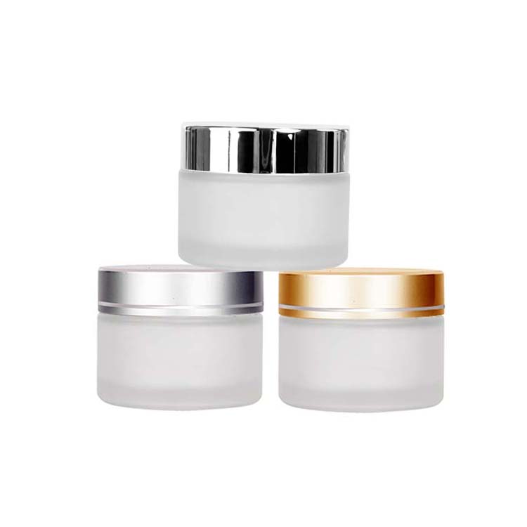 Custom 50g frosted glass cosmetic jars facial cream packaging jar