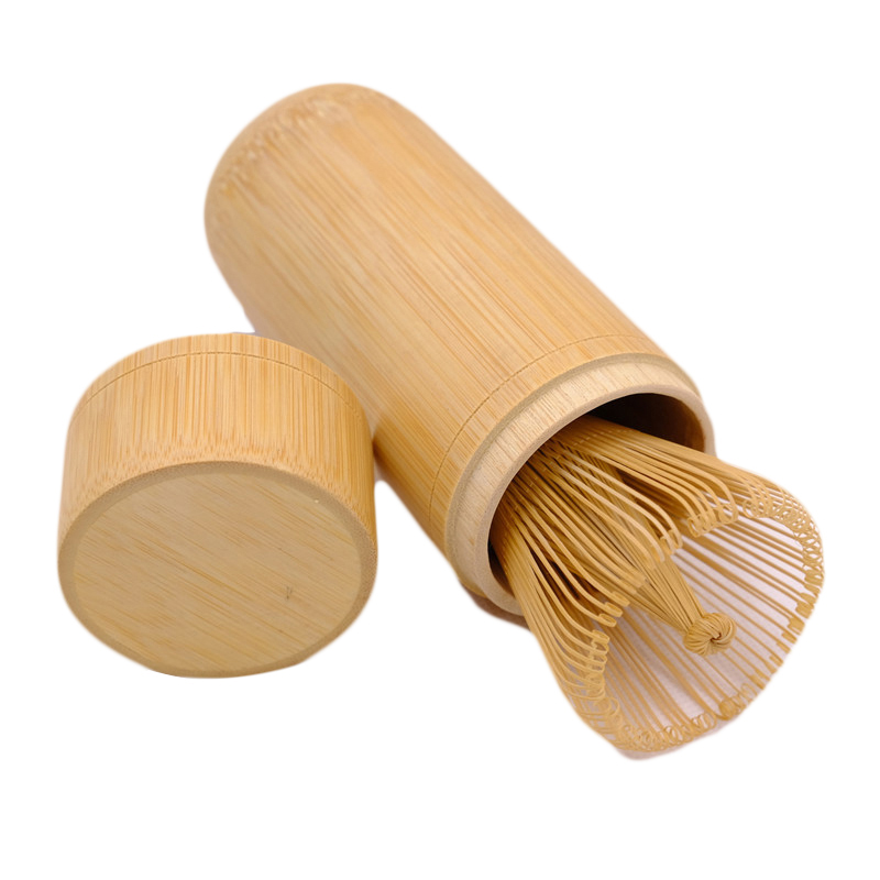 bamboo matcha whisk set container bamboo tube tea sifter yellow cotton linen towel