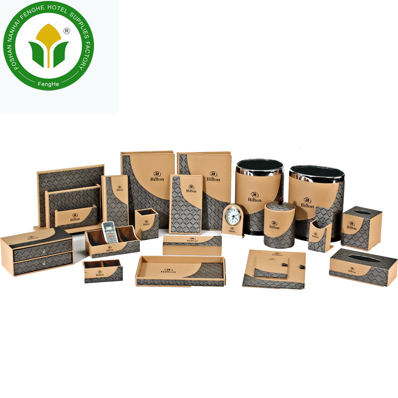 High quality hotel bedroom leather leather accessories leather amenities set