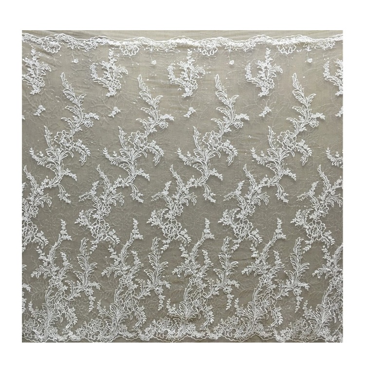 JORICE New Design Sustainable Beaded Lace Fabric Fashion Lace Fabric For Wedding Dress