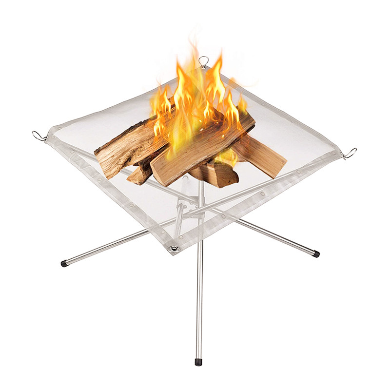 Portable Fire Pit Outdoor Camping Fire Pit Foldable, Steel Mesh Fire Pits Fireplace for Camping, Outdoor, Patio