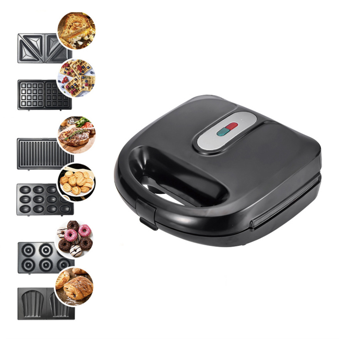 6 in 1 Sandwich Waffle machine shell doughnut Panini nut machine