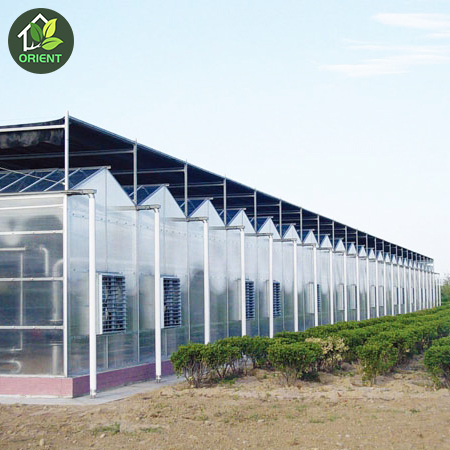 multispan polycarbonate sheet greenhouse prefab houses with iron wire mesh for sale