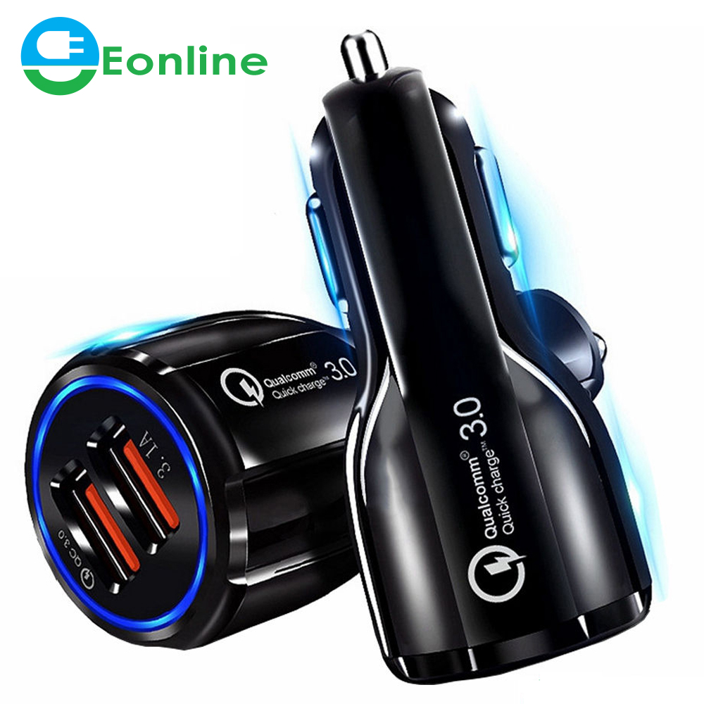 Автомобильное зарядное устройство USB CE/Rosh/FCC, быстрая зарядка QC3.0, QC2.0, зарядное устройство для мобильного телефона, 2 порта USB, быстрое автомобильное зарядное устройство для iPhone, Samsung, планшетов