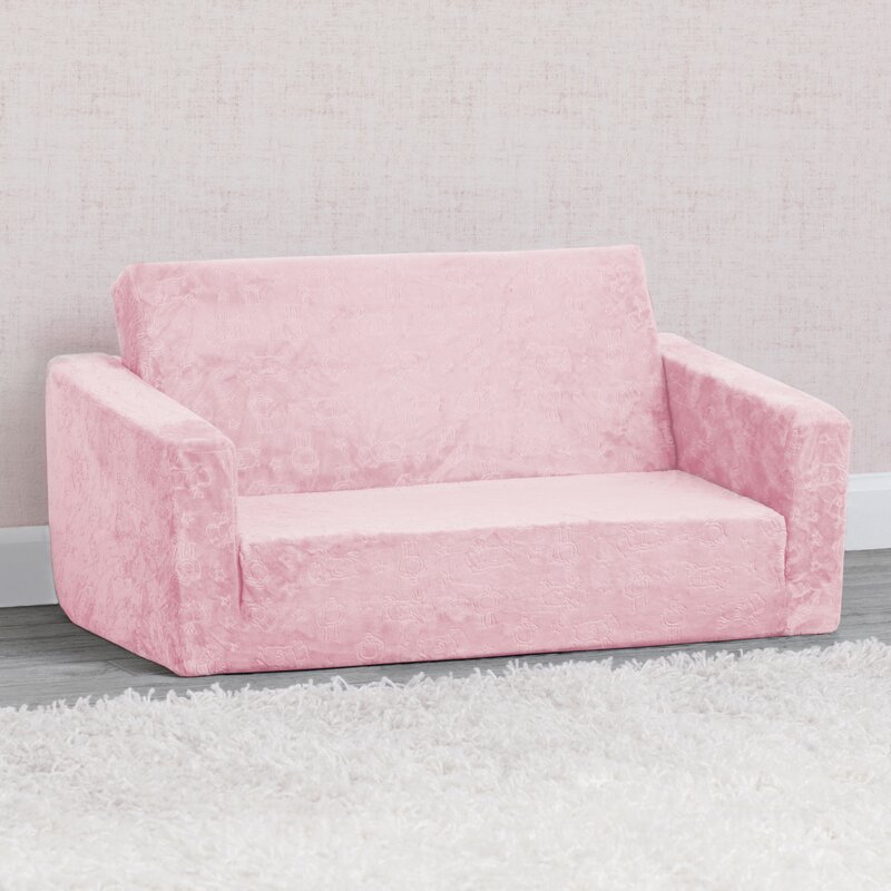 2-in-1 Flip Open Couch Bed Kids Foam Sofa Kids Folding Mini Sofa Toddler Comfy Fold Out Chair for Kids Nap and Play