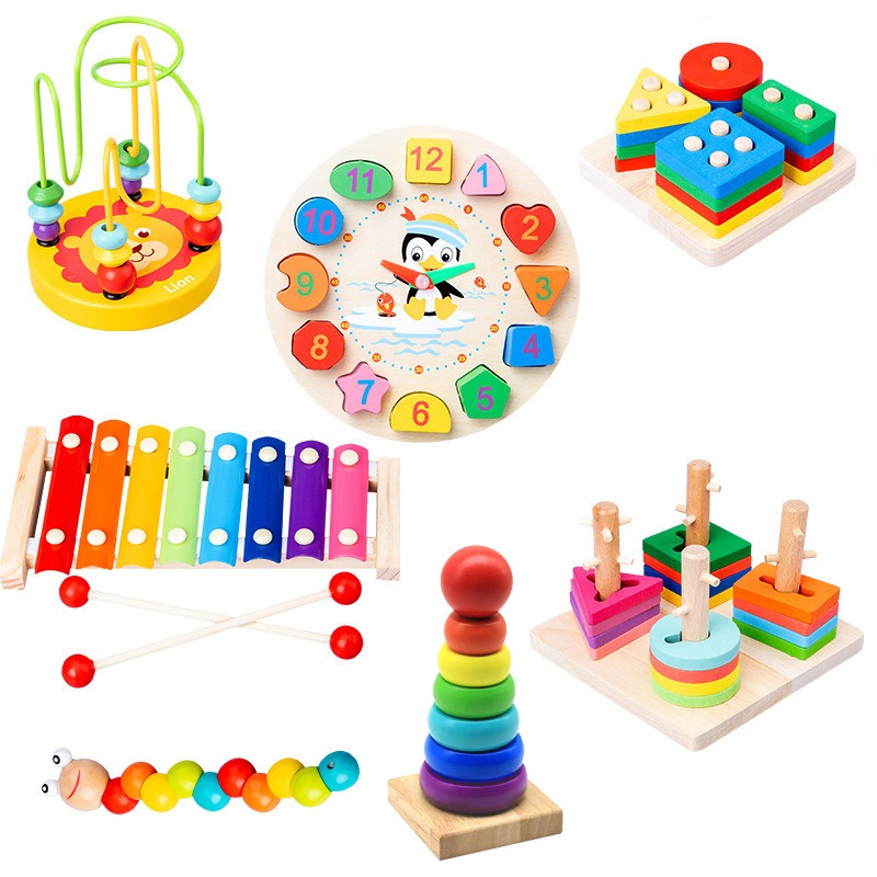 Trending Wooden Baby Intellectual Development Toys Early Learning Educational Montessori Toys for 1 to 3-year-old Boys Girls