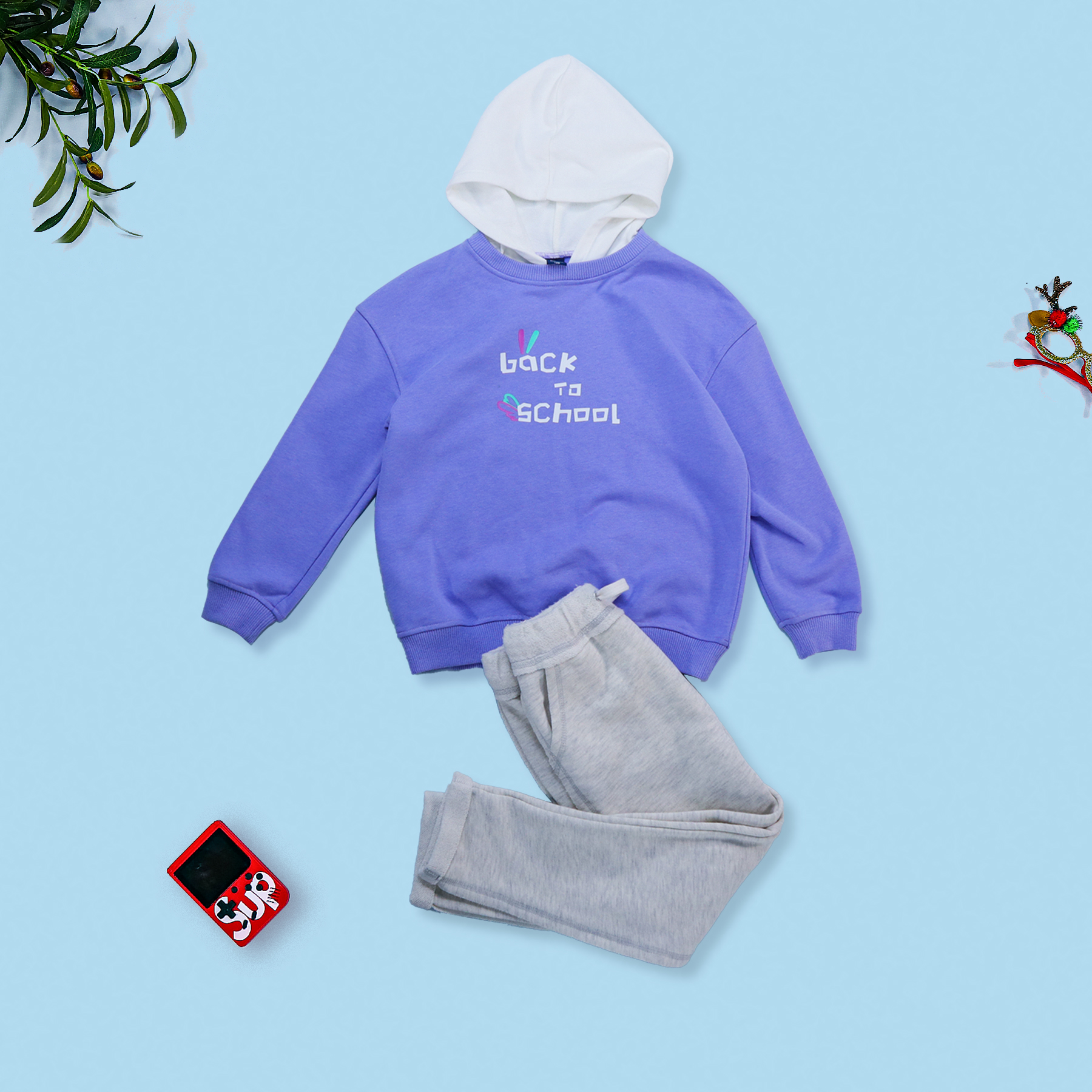 custom OEM plain quality kids casual pullover hoodie sweatshirts and sweatpants set