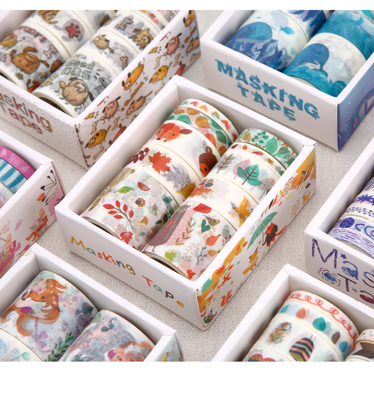 10 шт./кор. журнал лента Washi комплект клей канцелярский клейкой ленты в рулонах с карманом для девочек "сделай сам" Скрапбукинг декора
