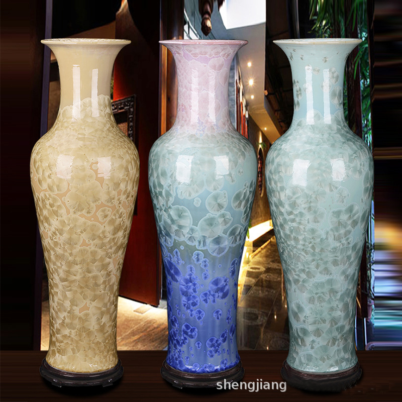 Роскошная большая фарфоровая напольная ваза Jingdezhen из кристаллической глазури