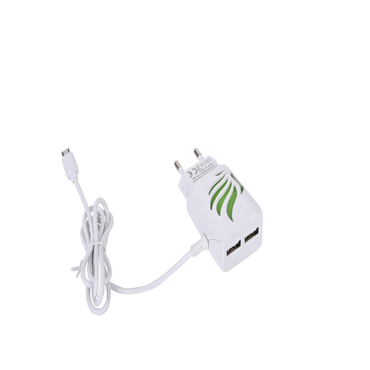 Фабрика Chaozhou, оптовая продажа, в форме листа, 2 usb-порта для зарядки, универсальный адаптер, usb-кабель, светодиодный светильник, зарядное устройство для мобильного телефона