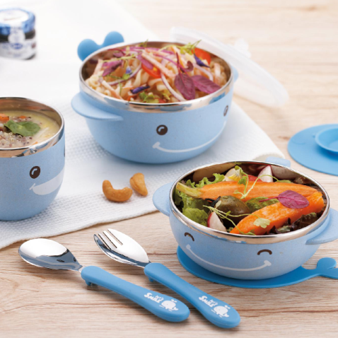 Factory Direct High Quality Food Grade Spoon and Fork For Kids Baby Feeding Stainless Steel and Silicone Baby Utensil set