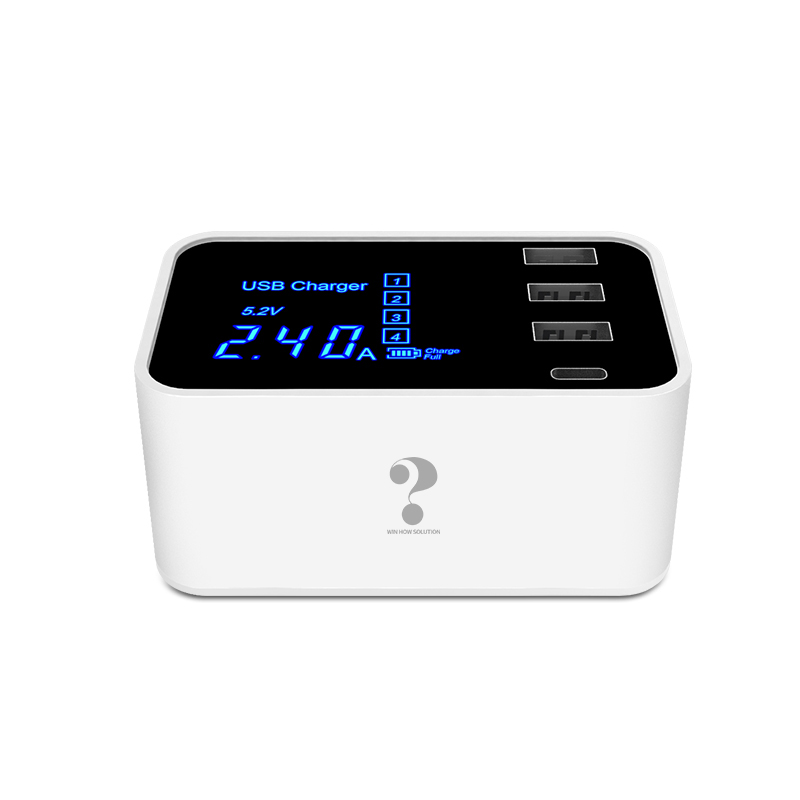 DP Лидер продаж зарядное устройство с 4 портами usb быстрая зарядка 3usb 1 type-C с дисплеем зарядное устройство для мобильных телефонов и планшетов