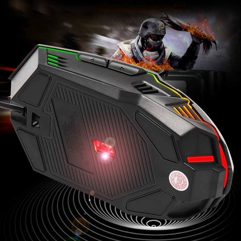 Игровая проводная мышь с 6 кнопками, Регулируемая DPI RGB подсветка для наиболее популярных игр, эргономичная мышь
