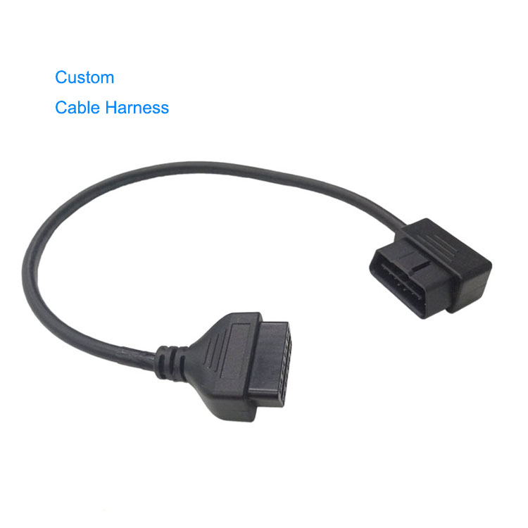 OEM ODM Custom Angled Molded OBD 2 OBD II 16 Pin Car Male to Female Extension Cable Diagnostic Extender