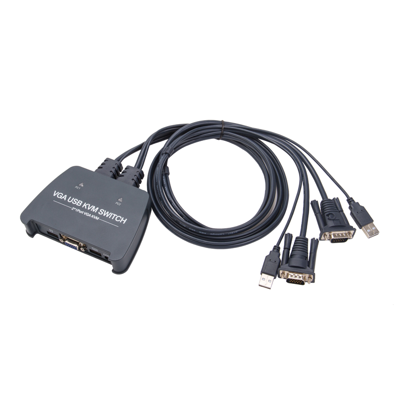 VCOM Stock Ready KVM Switch VGA порт 2 в 1 1,2 м Встроенный кабель Поддержка 1080P KVM для 2 ПК компьютера на 1 монитор