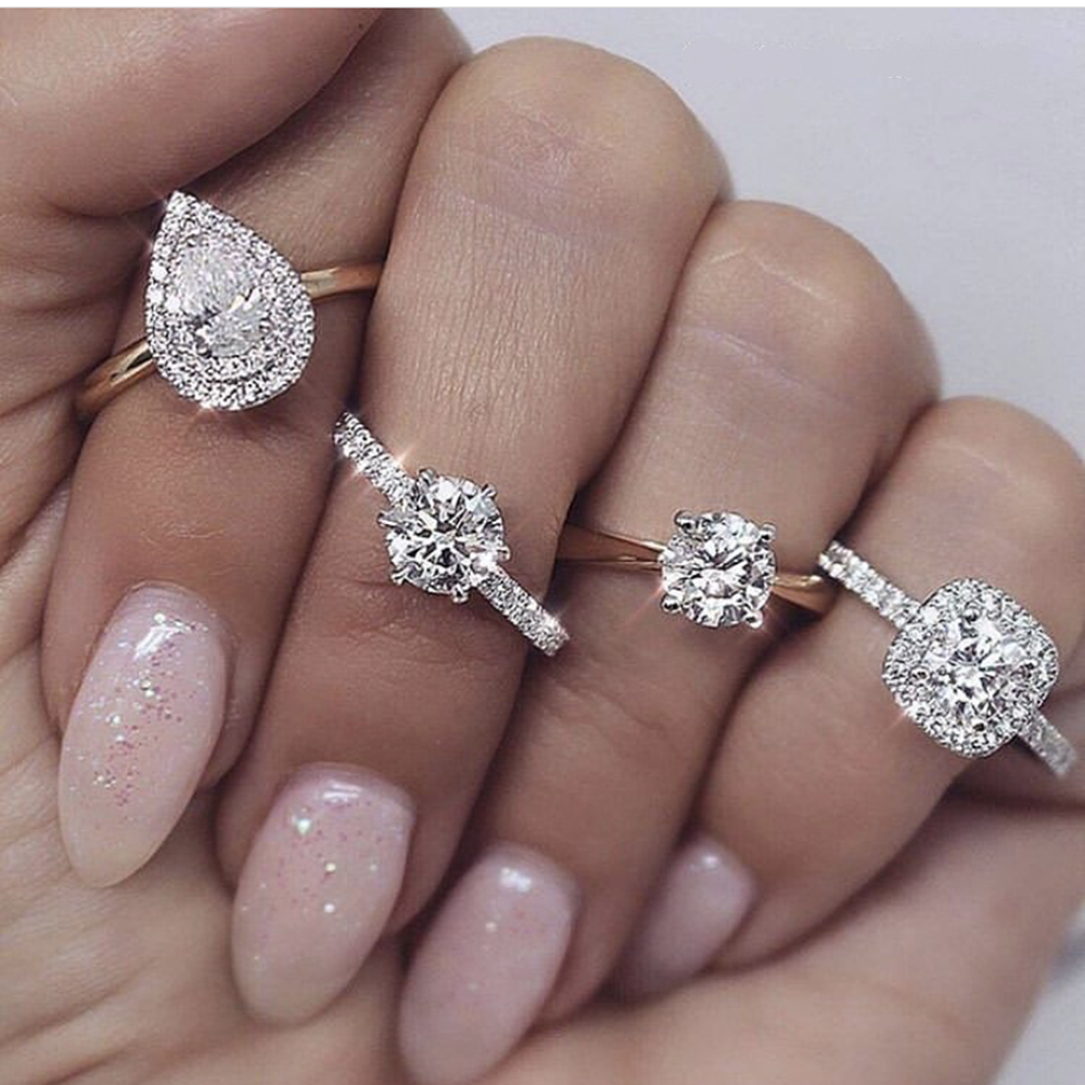 Модные кольца ювелирные изделия 1 карат moissanite алмазное обручальное кольцо 100% Стерлинговое Серебро 925 пробы ювелирные изделия для женщин