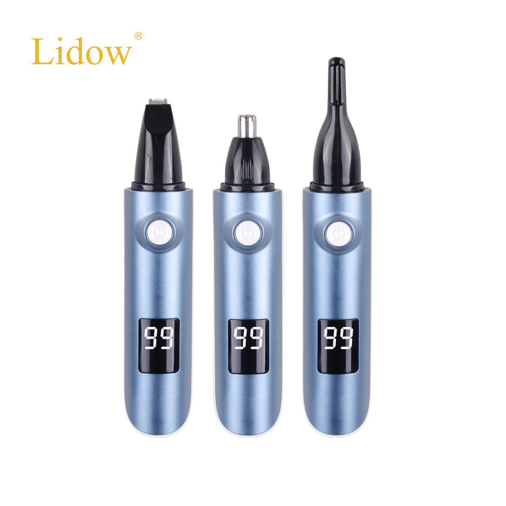 Триммер LIDOW 3 в 1 Электрический с ЖК-дисплеем, Аккумуляторный USB триммер для носа, ушей