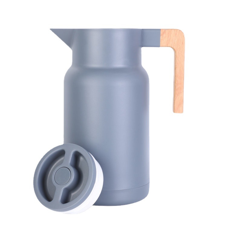 Nordic Kettles Wood Handle 1L Thermos Glass Thermal Insulation Kettle and Coffee Pot