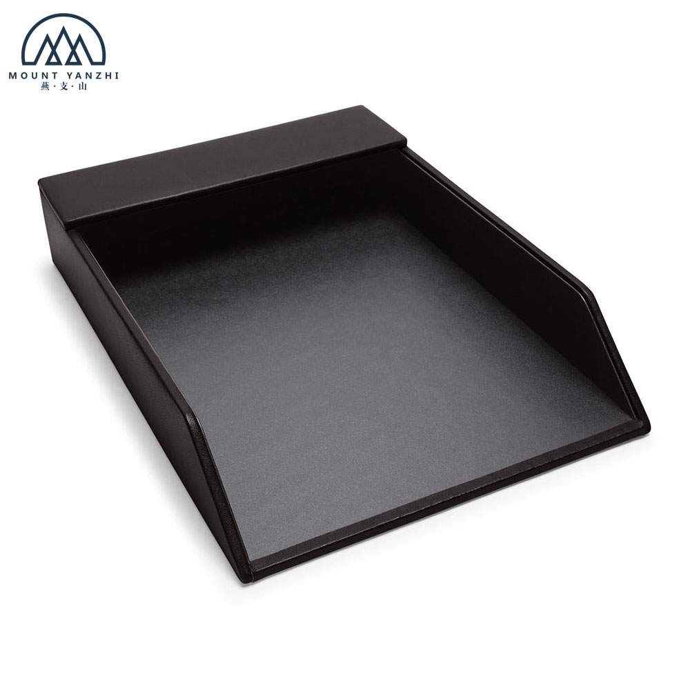 Custom Genuine Leather Document File Paper Letter Tray Organizer Holder For Office