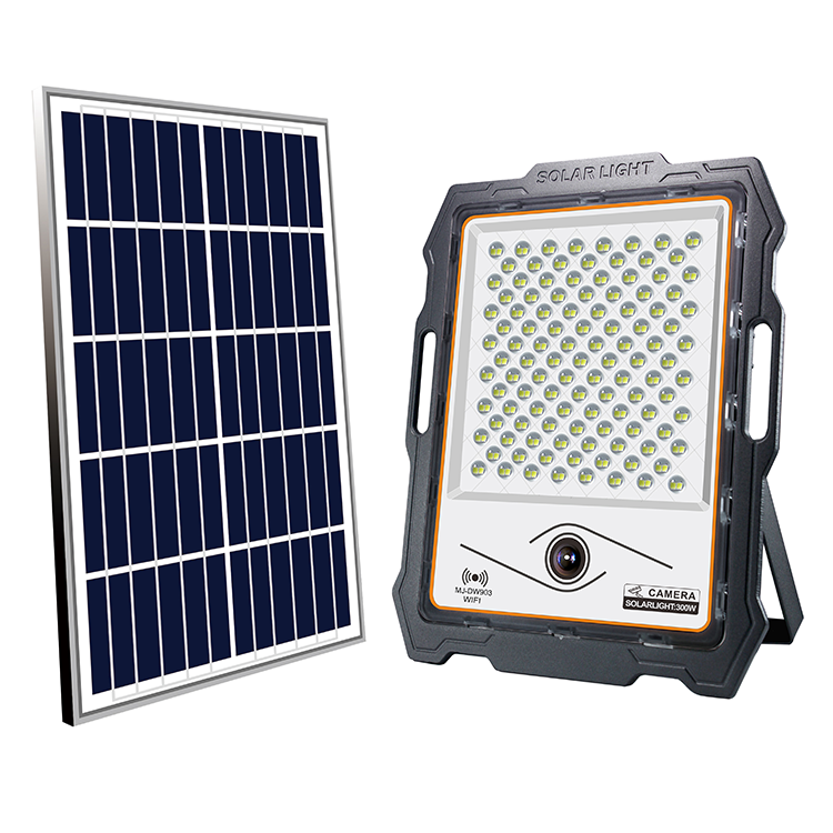 300w Radar And Surveillance Remote Control Aluminum Ip66 Solar Led Floodlight, Wifi Floodlight Camera With Monitor
