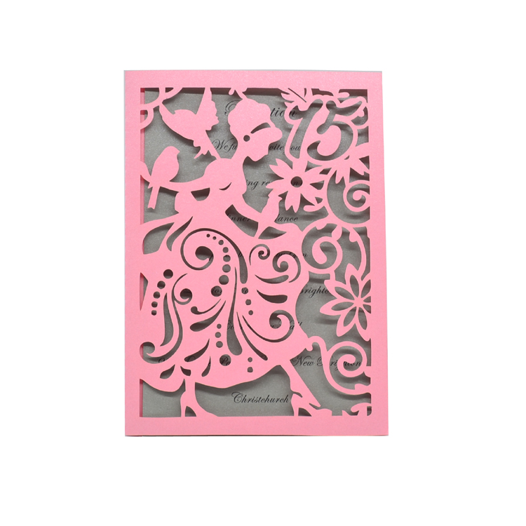 quinceanera party supply invitation cards sweet 15 years celebration invitations with envelopes or box for option