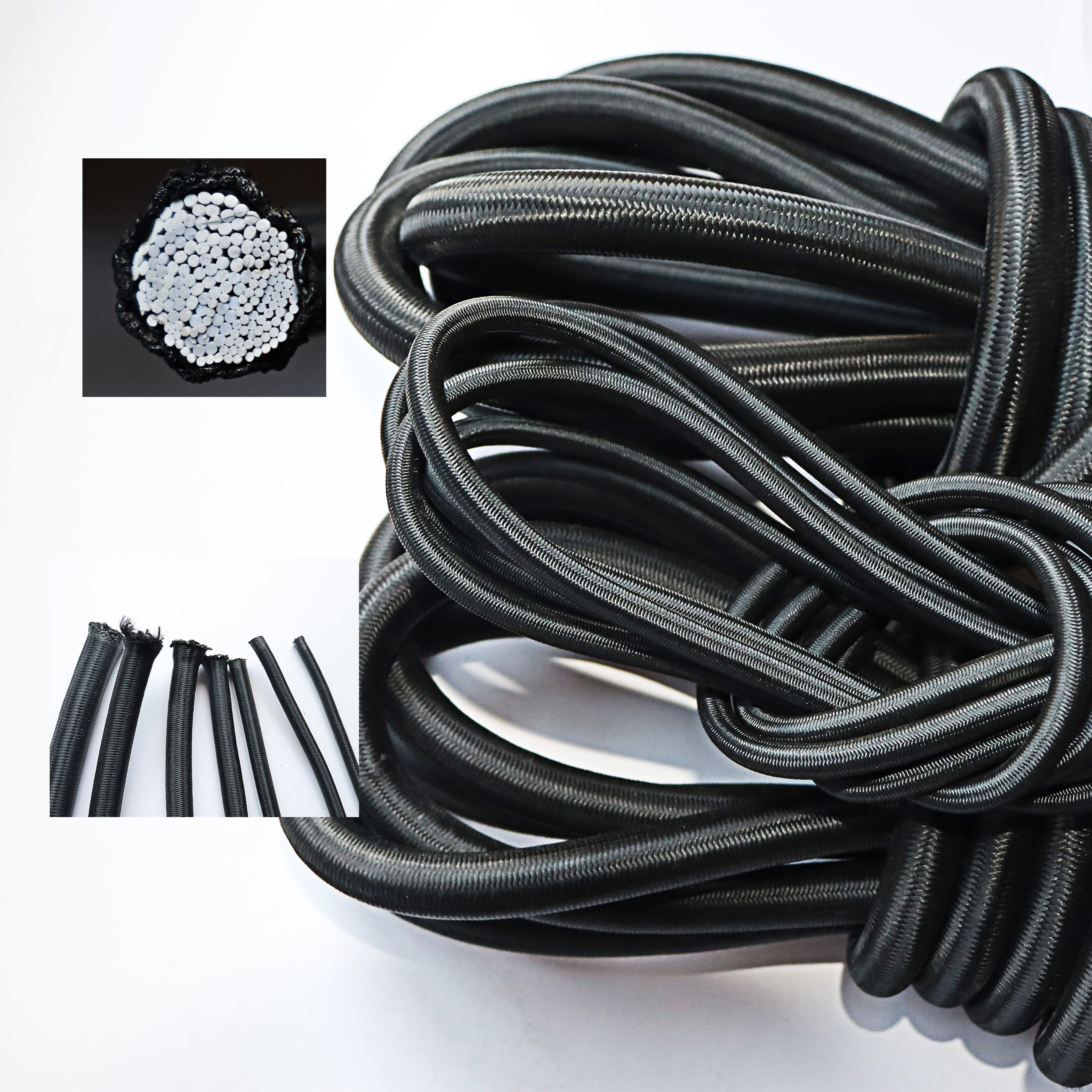 Wholesale 3mm 5mm 6mm 10mm elastic rope spot black and white support function high temperature and UV protection elastic rope