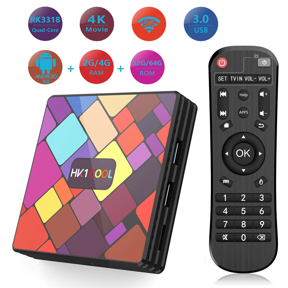 Приставка Смарт-ТВ HK1 RK3318, 4 + 64 ГБ, 4K, Android 9,0