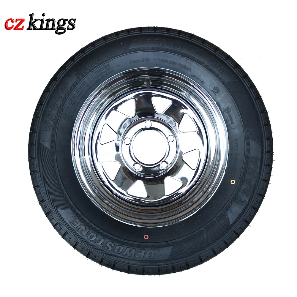 factory supplier 165R13C light truck trailer tire with chromeplate steel wheel