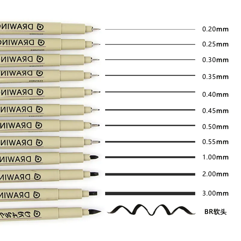 Art mark waterproof fine line painting pen for student office permanent fine refill pen